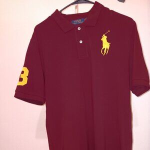 Big Boys Ralph Lauren Burgandy/Yellow Polo Shirt- Size 18-20